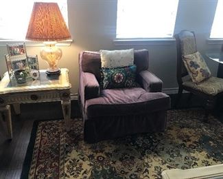 Upholstered chair lavender