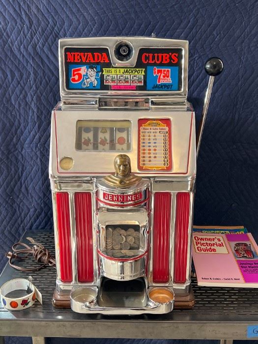 001 JENNINGS 5 CENT SLOT MACHINE INDIAN HEAD