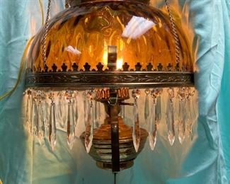 084 Antique Amber Glass Parlor lamp