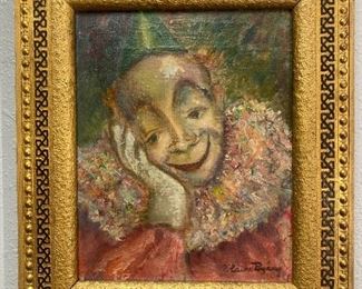 204 Uniquely Framed Clown Painting Elaine Pogany