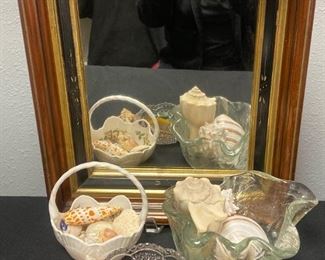 210 Antique Mirror, Ansley Porcelain, Shelled Decor