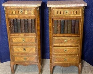 276 Pair Faux Book Front Nightstands