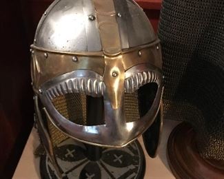 Helmet with chainmail neck. $ 90