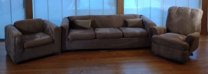 Couch and 2 Armchairs with New Sure Fit Covers