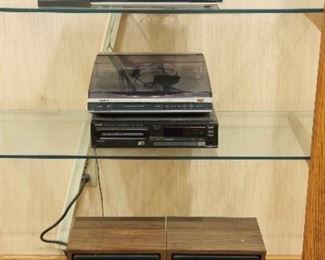 Onkyo Stereo Amplifier Cassette AM FM Radio Record Turntable and CD Player Allegro Speakers