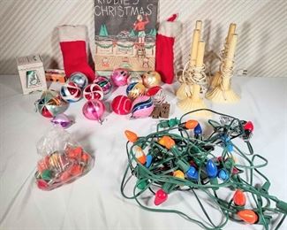 Vintage Christmas Lot With Candles lights And Replacement Bulbs