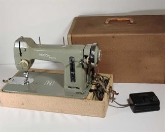 Vintage Necchi Esperia Sewing Machine With Case And Bobbins