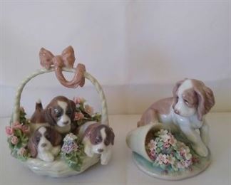 Lladro Puppies and Flowers