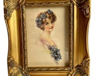 Vintage J Knowles Hare Litho in Baroque Frame