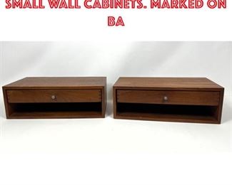 Lot 652 Pr Danish Modern Teak Small Wall Cabinets. Marked on ba