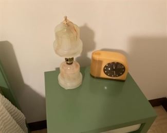 VINTAGE LAMP AND CLOCK.  