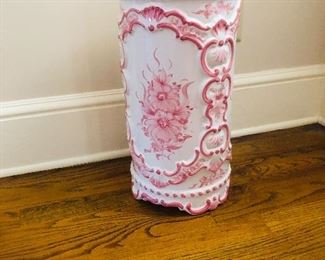 Pink and white floral umbrella stand