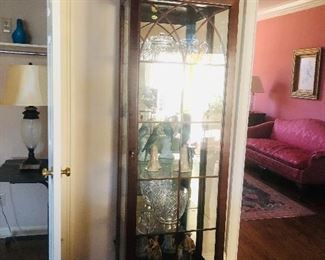 Mahogany lighted 5 shelf curio