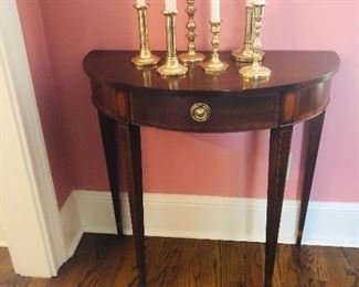 Mahogany demilune console table