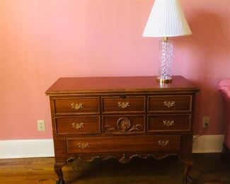 Vintage Queen Anne mahogany shell carved cedar chest/trunk
Waterford lamp