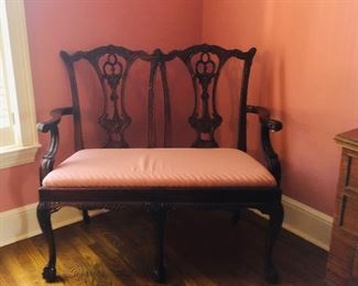 Vintage 1980’s Chippendale style loveseat