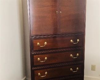 Mahogany 4 drawer chest hickory masterpiece banded media cabinet/armoire