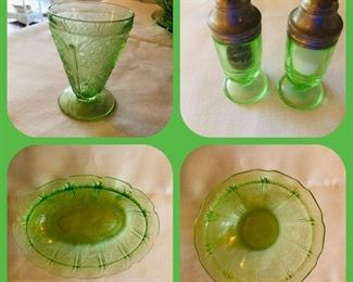 Uranium glass
All are cherry blossom except the s&p
There are 6 tumblers