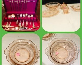 International silver plate
Pink depression glass