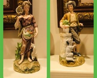 "Girl with Lamb" and "Boy with Dog" by Andrea by Sadek #7326 Hand-Painted