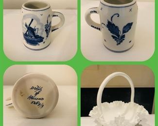 Delft Stein
Milk glass hobnail fluted edge basket