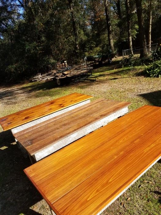Heart pine farm tables