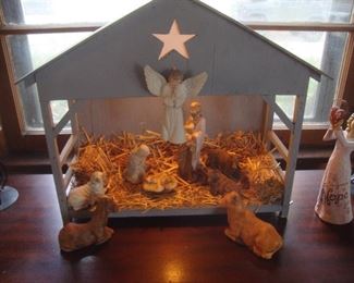 Nativity set with porcelain figures