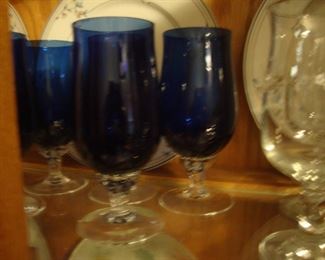 Cobalt blue crystal water goblets