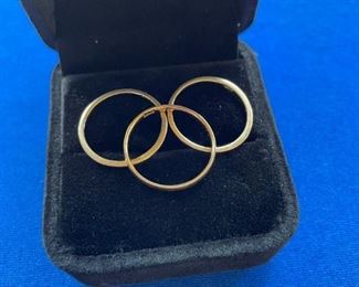 3 - 14k yellow gold rings. 3.1 grams, 5.5-6.5 sizes. $125