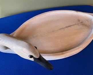 French Broad River Decoy Company Swan Wooden Serving Tray, $20
