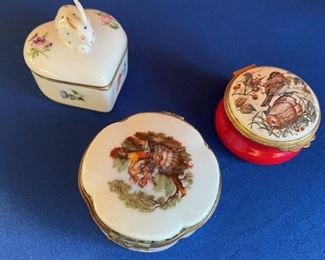 3 small trinket boxes including Limoges, Herend and Royal Worcester, $35