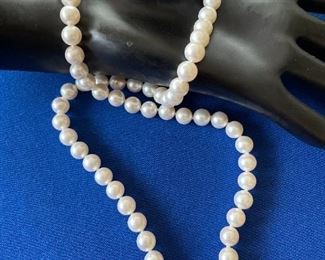 Mikimoto 20" pearl necklace 6.5-7.5mm A1 quality. 18kt signature clasp. $1,100, 10% off