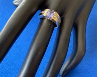 14kt yellow gold Tanzanite and Diamond ring $500, Size 7, 10% off