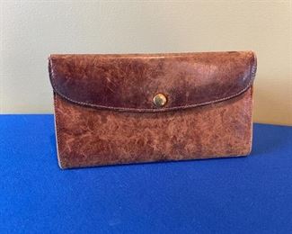 Vintage Coach saddle brown leather checkbook/wallet, clutch bifold.  $40.00