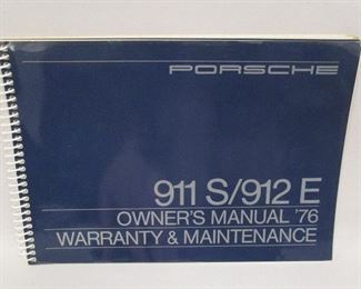PORSCHE 911/912 E OWNER'S MANUAL, 1976. HAS WARRANTY VOUCHER AND MAIL IN CARDS