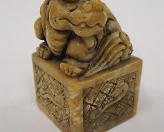 CHINESE SMALL SQUARE CHOP SEAL WITH FOO LION. 1 5.8" TALL