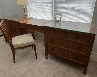 vintage MCM 3 pc cabinet / dresser / flip top vanity combo - Milling Road for Baker - can be used as is or separately