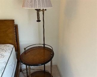 lamp table with brass accents