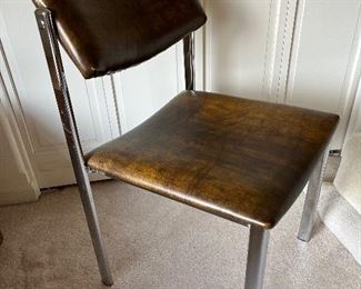 vintage Howell Interlake vinyl and chrome tilt back side chairs - pair