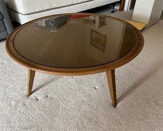 MCM Drexel Profile round cocktail table with glass top