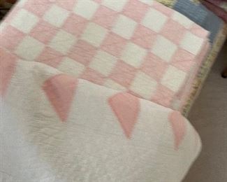 vintage pink and white quilts