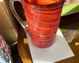 art glass cocktail pitcher + stirrer - great gift!