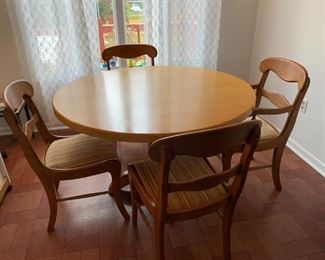 Solid pedestal table and 4 chairs