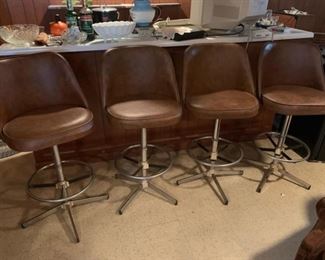 MCM Bar Stools Chrome and Vinyl