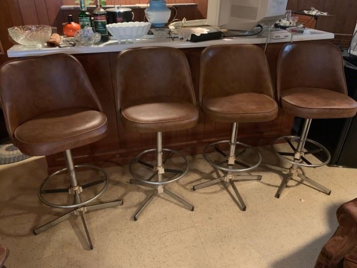 MCM Bar Stools Chrome and Vinyl