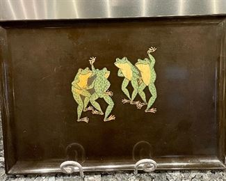 VINTAGE COUROCK TRAY W/DANCING FROGS