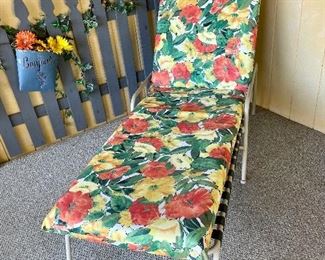 LOUNGE CHAIR, PAINTED PICKET FENCE PANEL, POTTERY WALL VASE