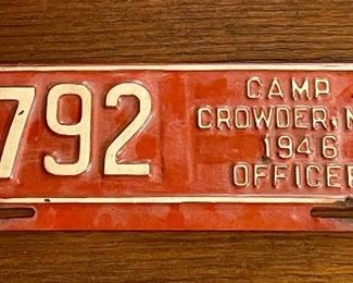 ANTIQUE CAMP CROWDER TAG FOR OFFICER