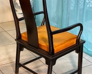 6pc Chin Hua Dining Chairs  Black by Raymond K. Sobota  Century Furniture Chinoiserie Vintage 1970s	Armchair: 40x22x22in	HxWxD
