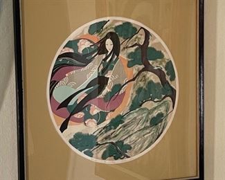 Signed Litho Miharu Lane Breezy Day Art Lithograph Asian Japanese	26.5x26.5in	
